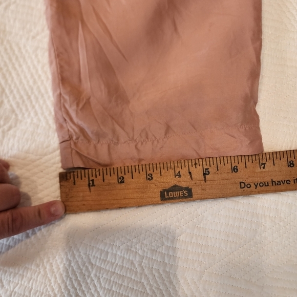 100% silk blush pink pants lined size small stretch waist - Picture 12 of 16